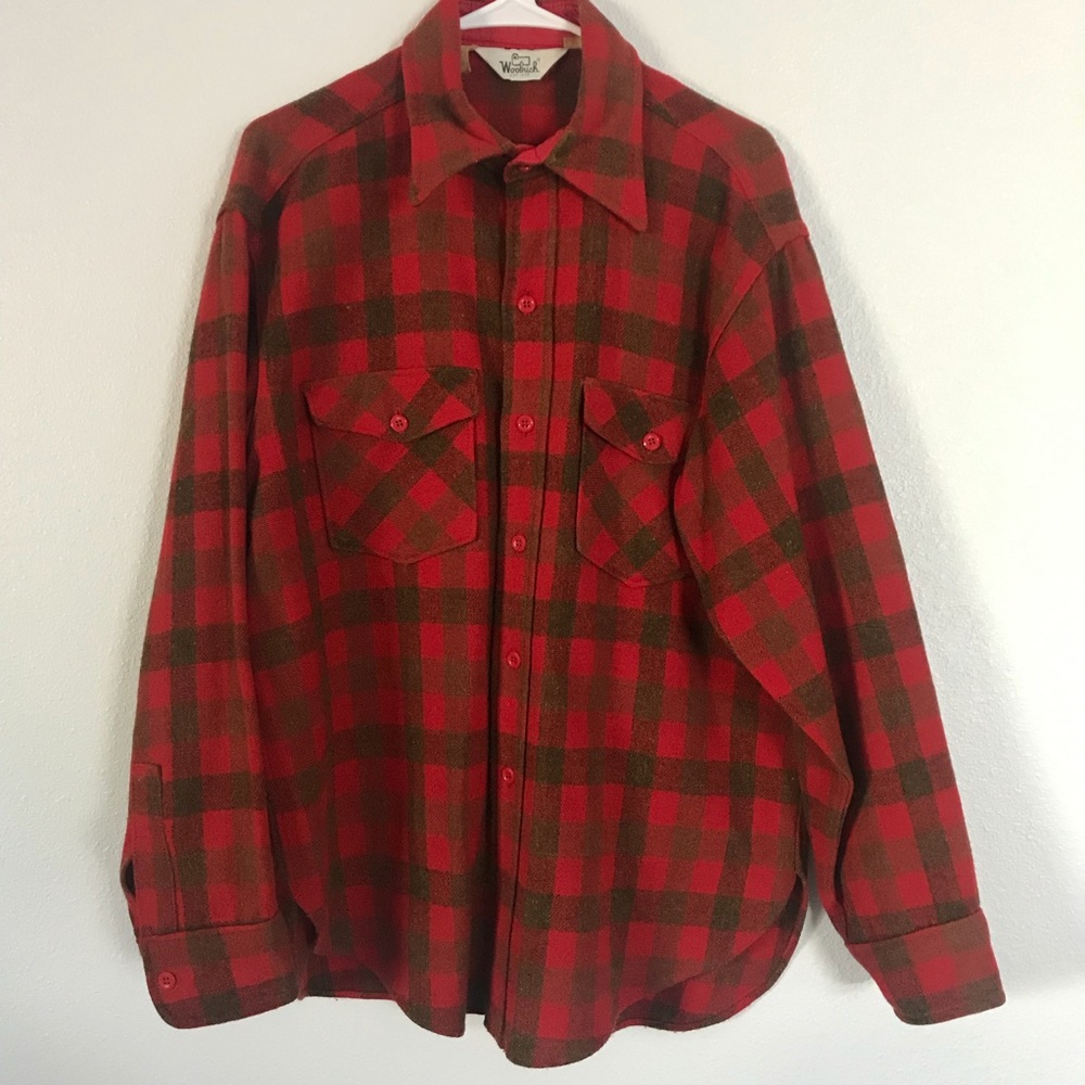 Vintage Woolrich Red Flannel Shirt Size L.